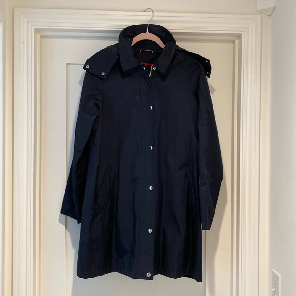 Navy coat, barely worn.